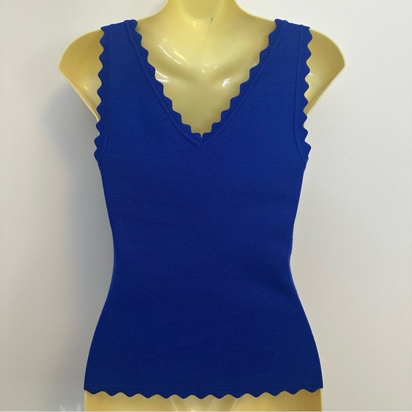 Workshop Republic Clothing Blue Fitted Sleeveless Tank Top - Picture 2 of 6